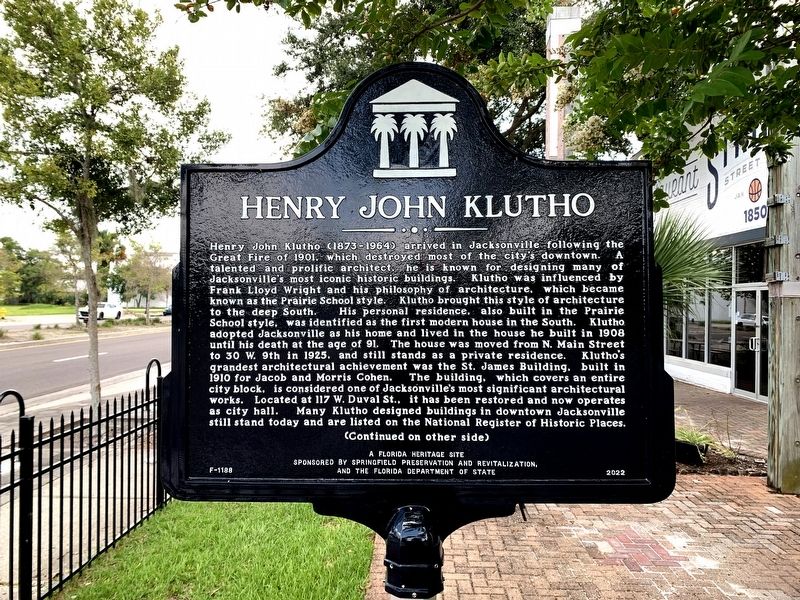 Henry John Klutho Marker Side 1 image. Click for full size.