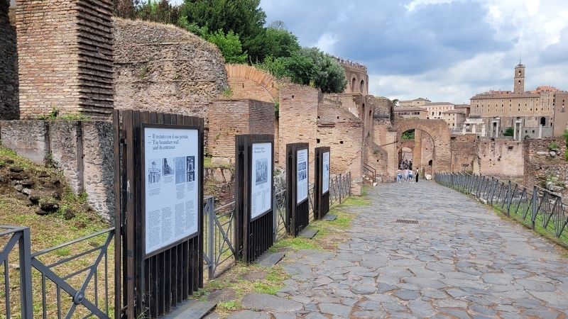 The view of the boundary wall and its entrance Marker along the Via Nova. Click for full size. The view of the boundary wall and its entrance Marker along the Via Nova image. Click for full size.