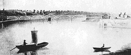 First Railroad Bridge Across the Mississippi image. Click for full size.