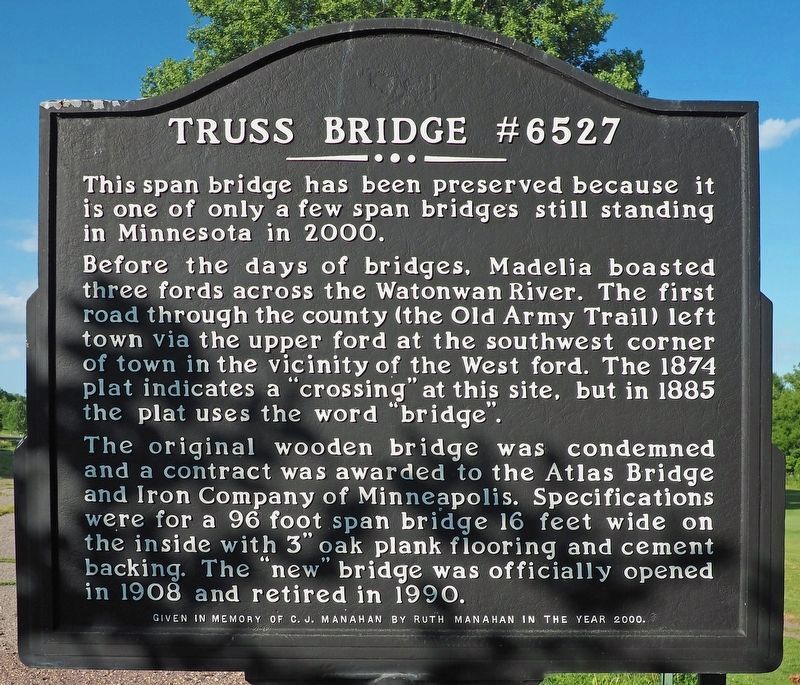 Truss Bridge #6527 Marker reverse with identical text image. Click for full size.