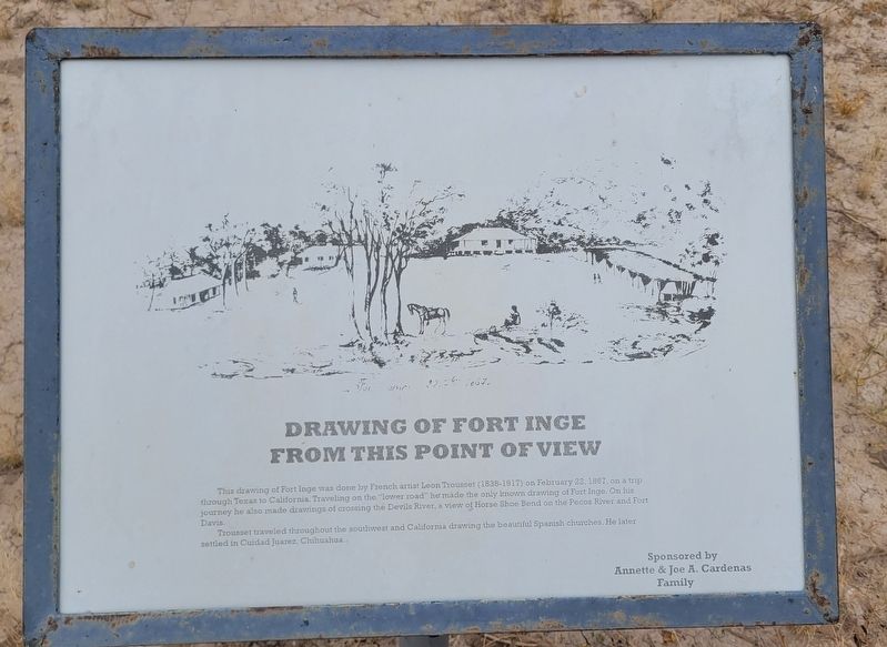 Drawing of Fort Inge from this point of view Marker image. Click for full size.