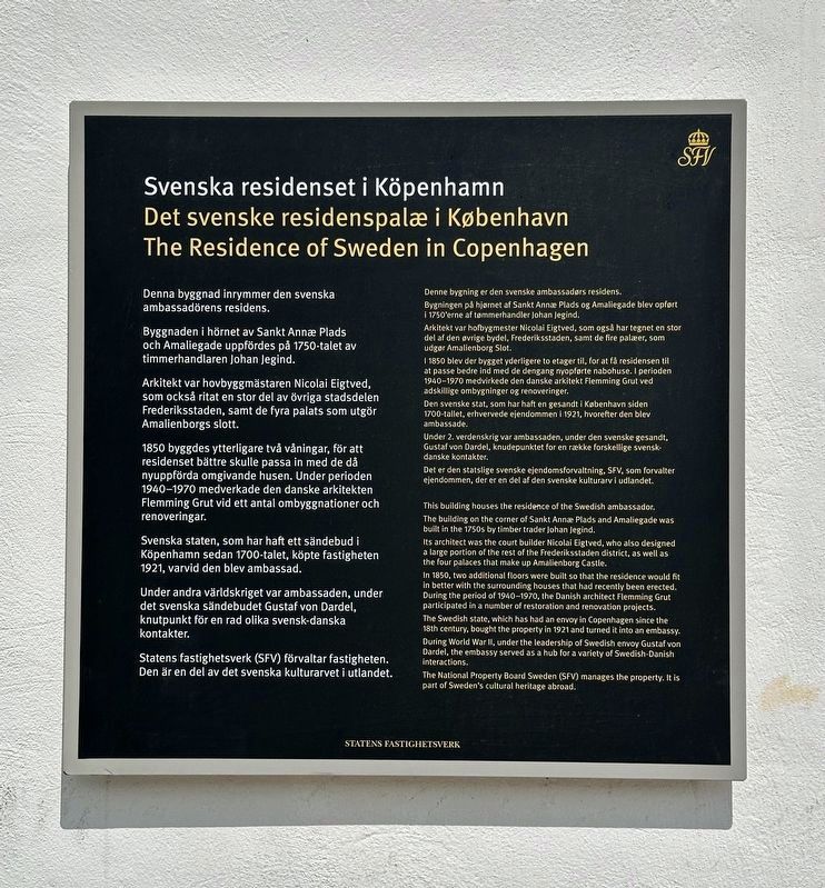 Svenska residenset / Det svenske residenspal / The Swedish Residence Marker image. Click for full size.