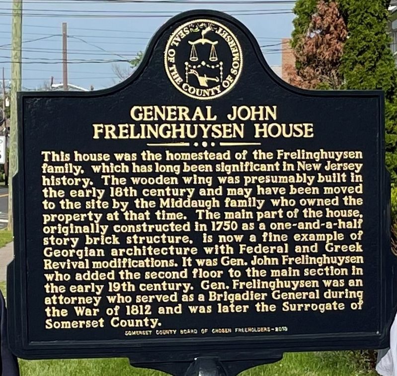 John Frelinghuysen House Marker. Click for full size. John Frelinghuysen House Marker image. Click for full size.