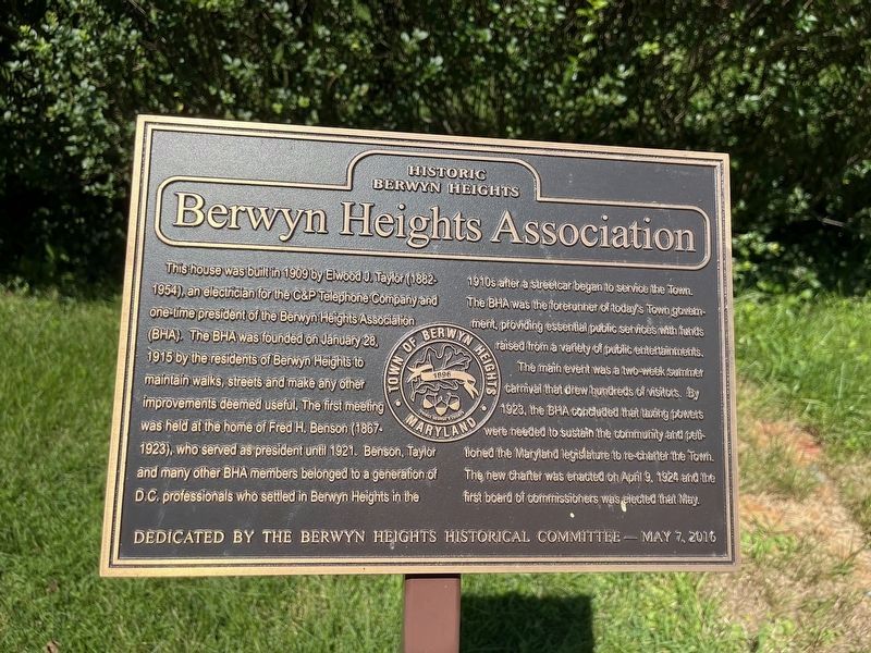 Berwyn Heights Association Marker image. Click for full size.