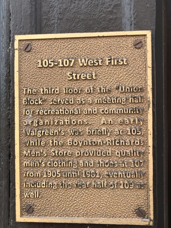 105-107 West First Street Marker image. Click for full size.