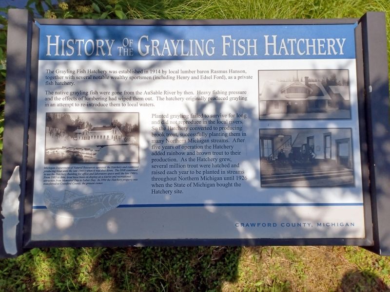 History of the Grayling Fish Hatchery Marker image. Click for full size.