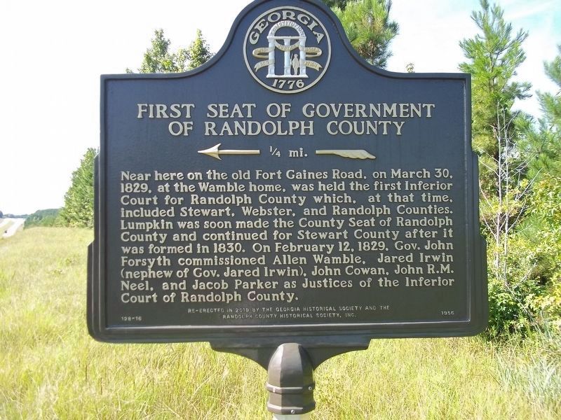 First Seat of Government of Randolph County Marker (new location) image. Click for full size.