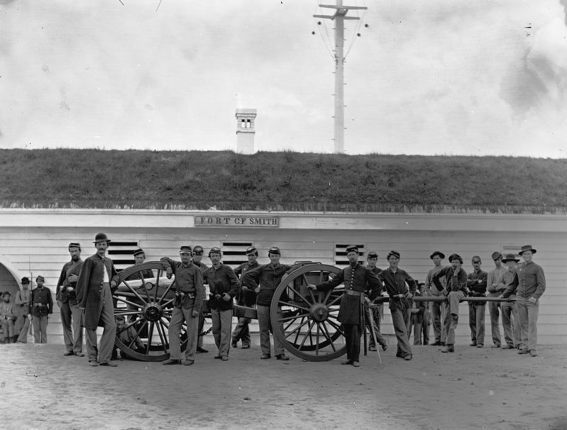 Gun crew of Company K, 2d New York Artillery,<br> in Fort C.F. Smith image. Click for full size.