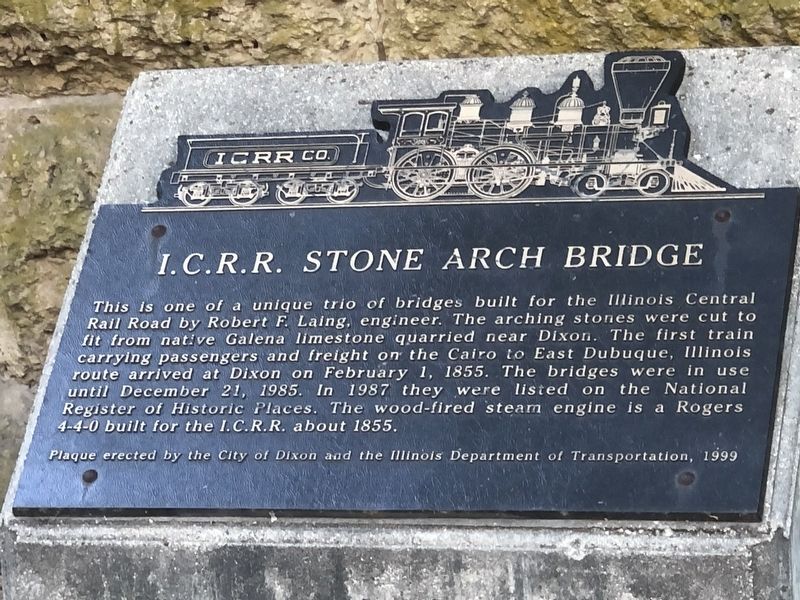 I.C.R.R. Stone Arch Bridge Marker. Click for full size. I.C.R.R. Stone Arch Bridge Marker image. Click for full size.