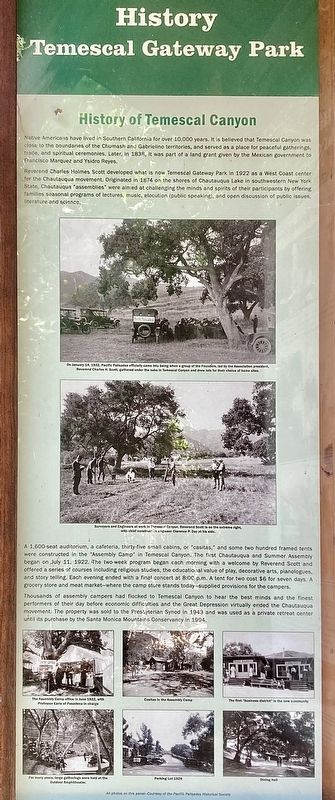 History of Temescal Canyon Marker image. Click for full size.