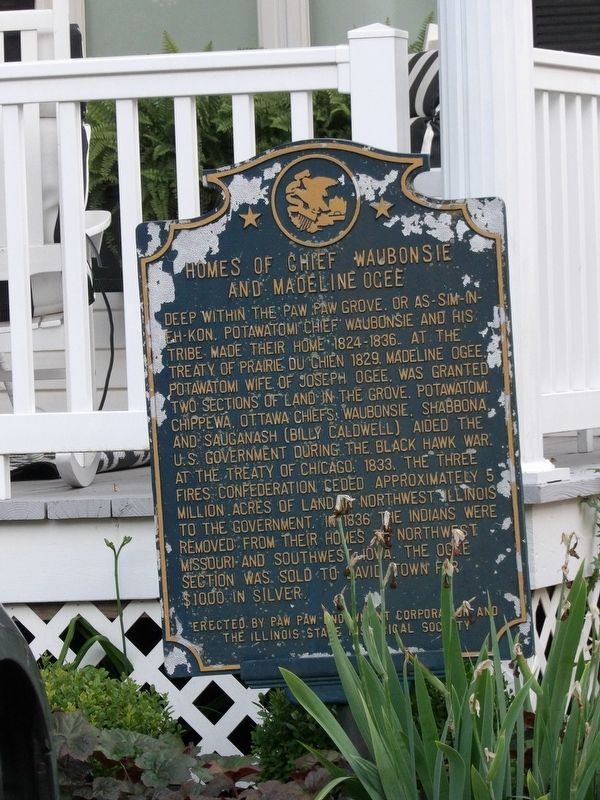 Homes of Chief Waubonsie and Madeline Ocee Marker image. Click for full size.
