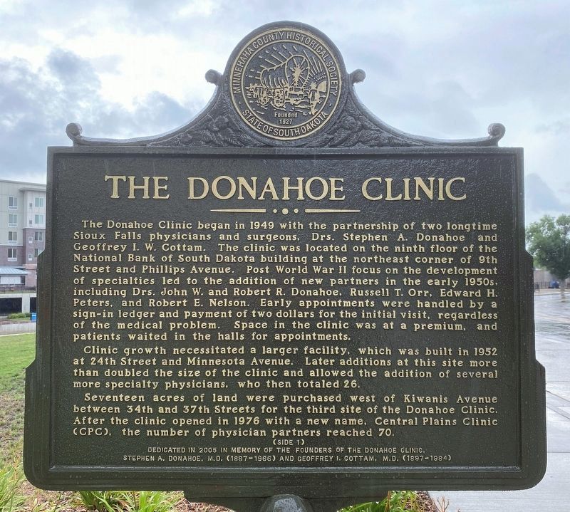 The Donahoe Clinic Marker, Side One image. Click for full size.