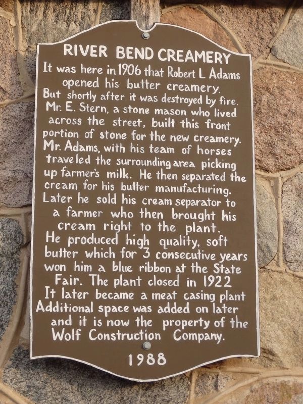 River Bend Creamery Marker image. Click for full size.