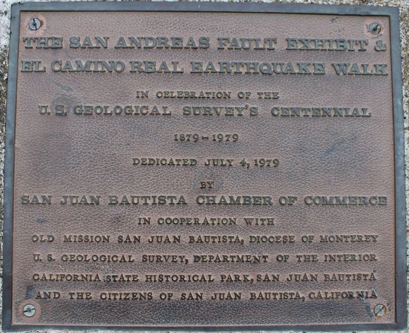 The San Andreas Fault Exhibit & El Camino Real Earthquake Walk Marker image. Click for full size.