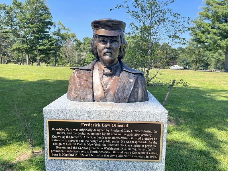Frederick Law Olmsted side of the marker image. Click for full size.