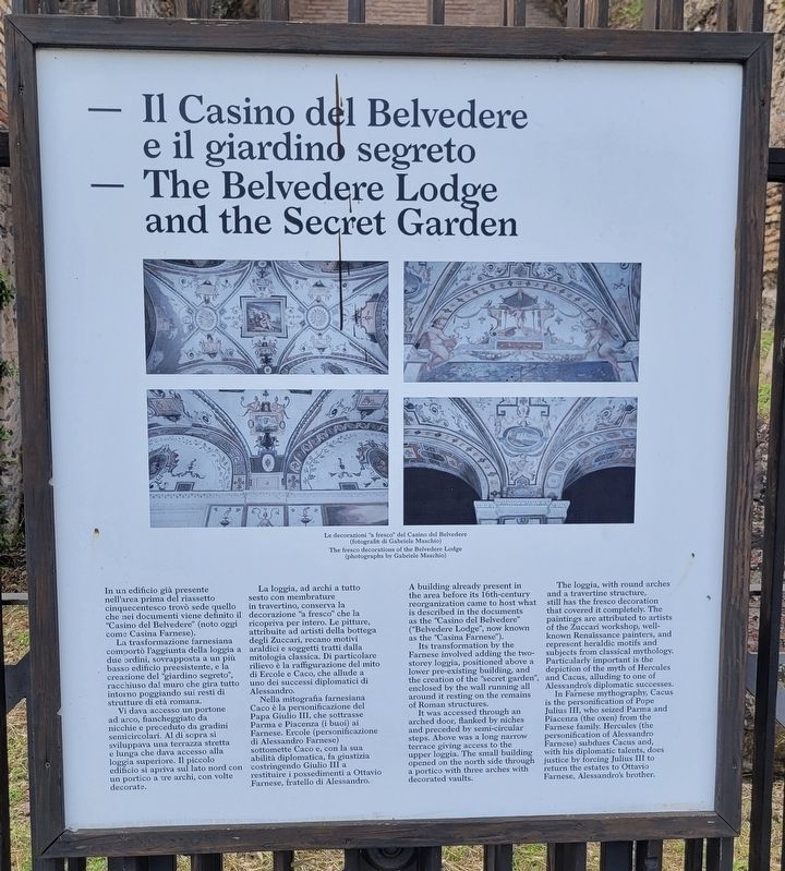 Il Casino del Belvedere e il giardino segreto / The Belvedere Lodge and the Secret Garden Marker image. Click for full size.