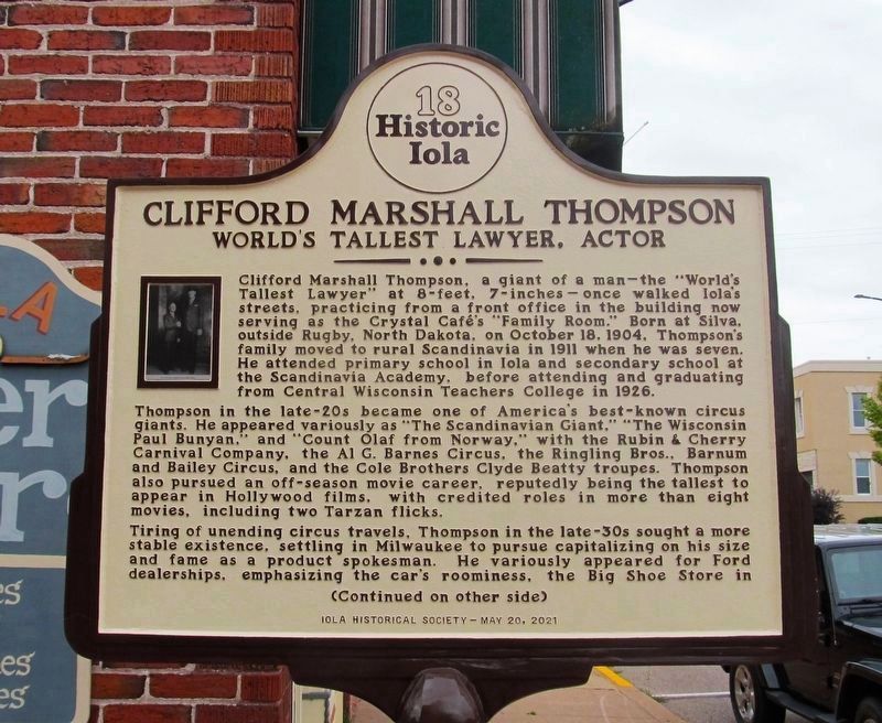 Clifford Marshall Thompson Marker image. Click for full size.
