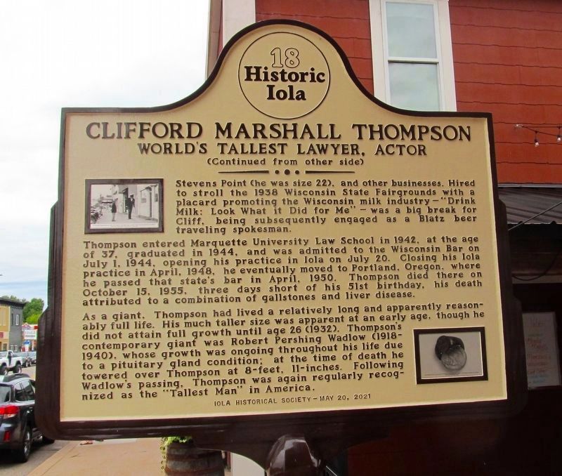 Clifford Marshall Thompson Marker Reverse image. Click for full size.
