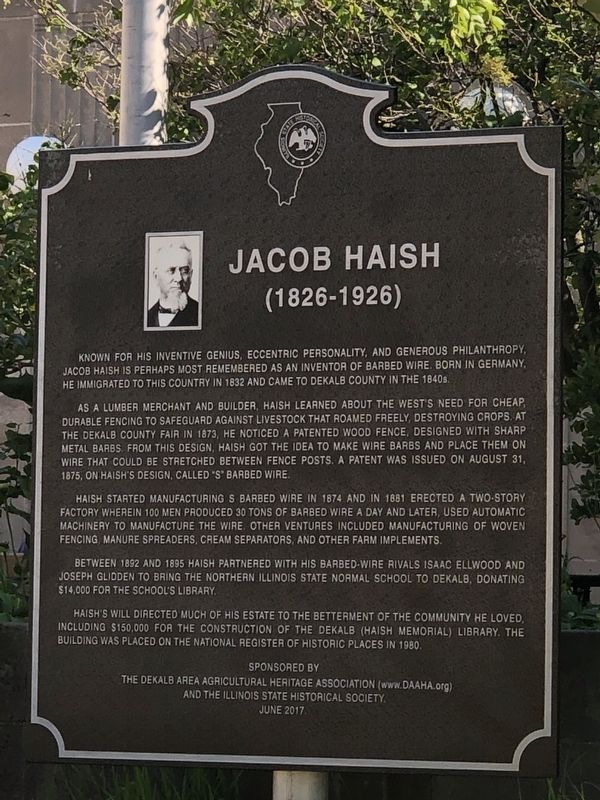 Jacob Haish Marker image. Click for full size.