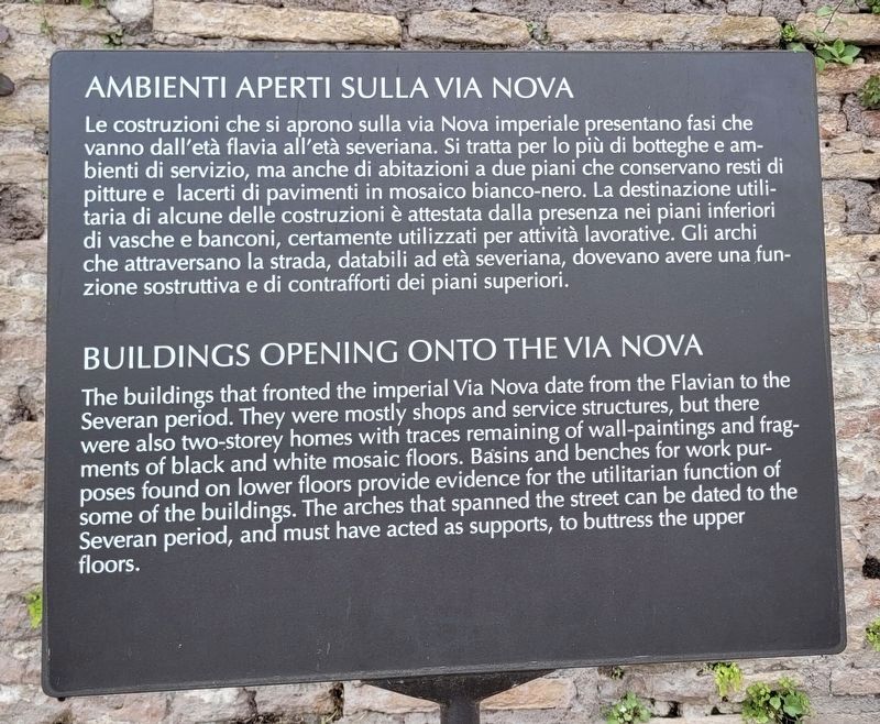 Buildings Opening Onto The Via Nova Marker image. Click for full size.