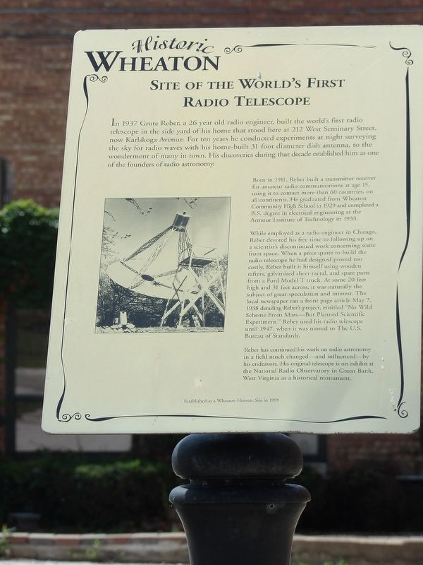 Site of the World's First Radio Telescope Marker image. Click for full size.