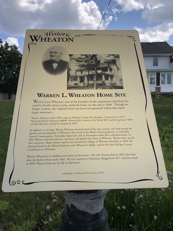 Warren L. Wheaton Home Site Marker image. Click for full size.