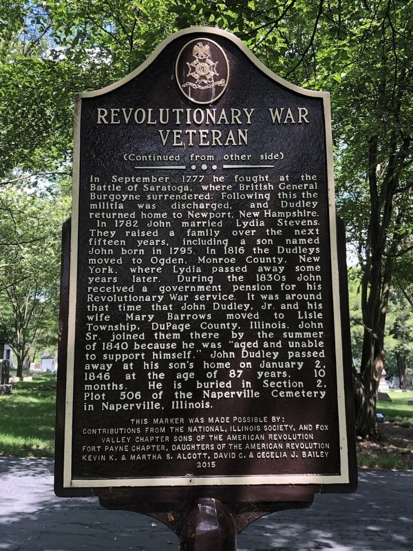 Revolutionary War Veteran Marker, Side Two image. Click for full size.