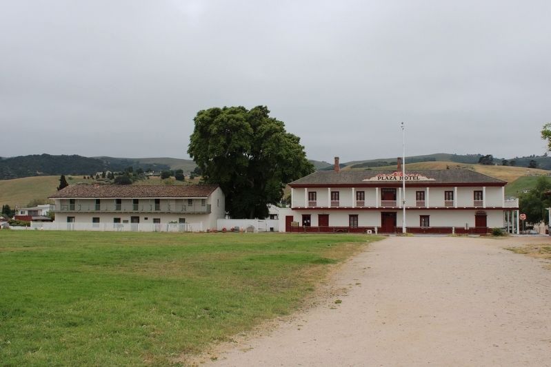 Castro/Breen Adobe (Left) and Plaza Hotel (Right) image. Click for full size.