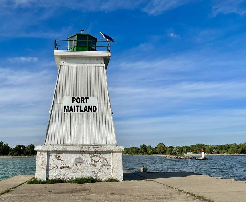 The Port Maitland Lighthouse, with the site of the Royal Navy Depot on the right image. Click for full size.