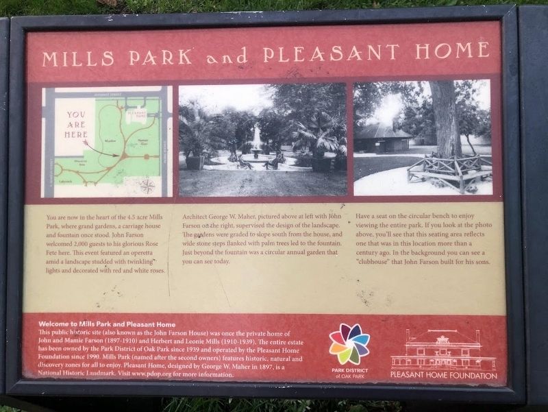 Mills Park and Pleasant Home Marker. Click for full size. Mills Park and Pleasant Home Marker image. Click for full size.