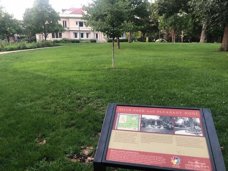 Mills Park and Pleasant Home Marker. Click for full size. Mills Park and Pleasant Home Marker image. Click for full size.