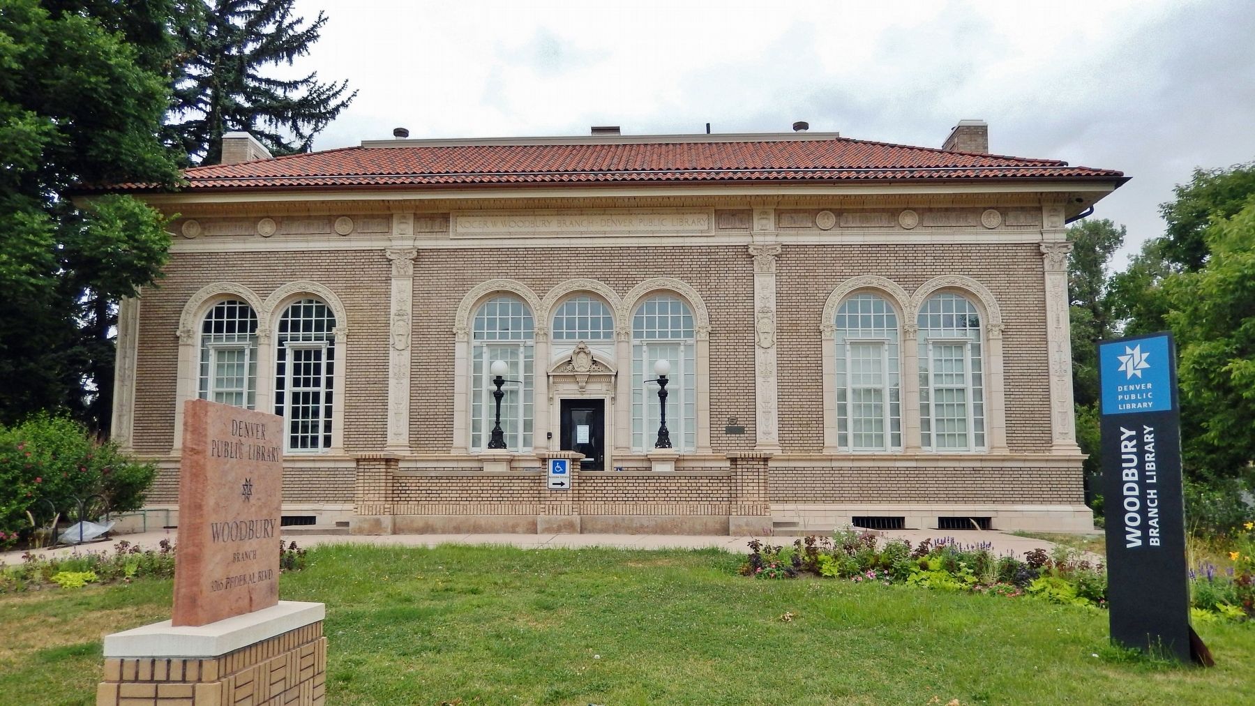 Roger W. Woodbury Branch Denver Public Library (<i>east elevation</i>). Click for full size. Roger W. Woodbury Branch Denver Public Library (<i>east elevation</i>) image. Click for full size.