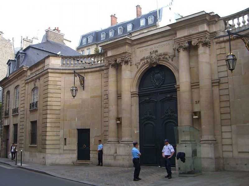 The main gate to the Hotel de Matignon in Paris. Click for full size. The main gate to the Hotel de Matignon in Paris image. Click for full size.