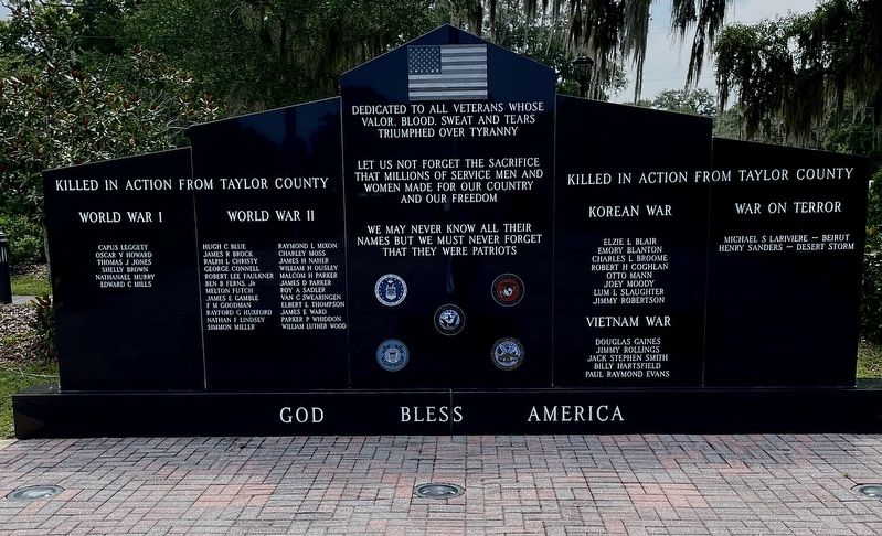 Taylor County Veterans Memorial Marker. Click for full size. Taylor County Veterans Memorial Marker image. Click for full size.