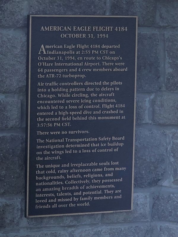 American Eagle Flight 4184 plaque image. Click for full size.
