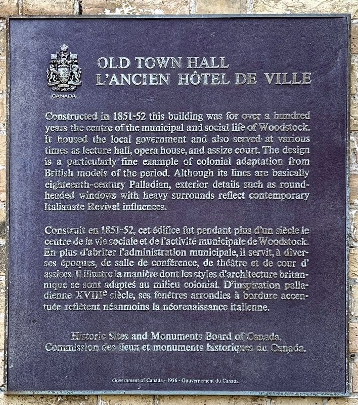 Old Town Hall/ L�ancien H�tel de Ville Marker image. Click for full size.