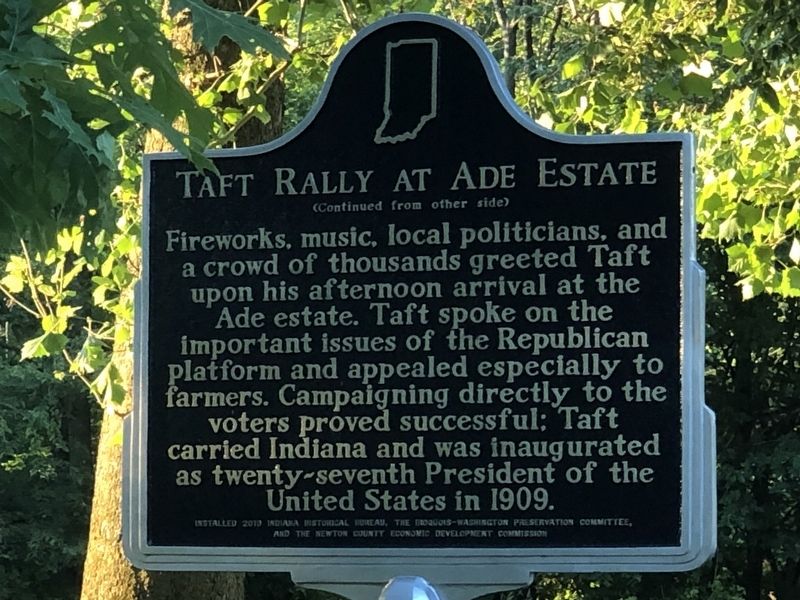 Taft Rally at Ade Estate Marker, Side Two. Click for full size. Taft Rally at Ade Estate Marker, Side Two image. Click for full size.