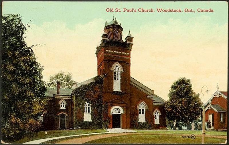 Postcard of St. Paul�s Church, Woodstock, ca 1910 image. Click for full size.