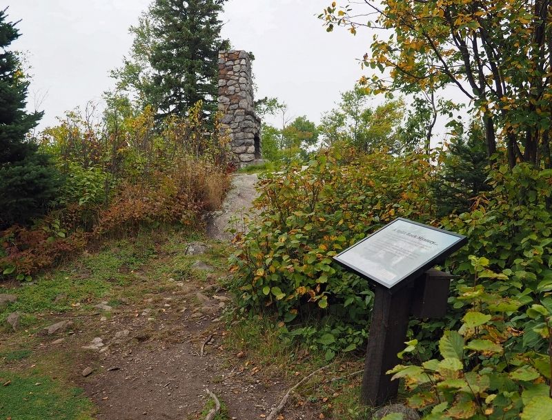 A Split Rock Mystery marker near the top of Day Hill in Split Rock Lighthouse State Park image. Click for full size.
