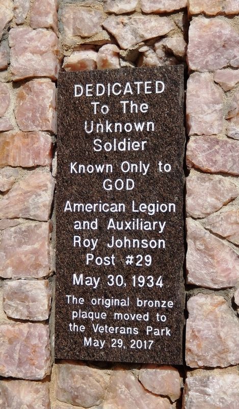 Dedicated to the Unknown Soldier Marker. Click for full size. Dedicated to the Unknown Soldier Marker image. Click for full size.