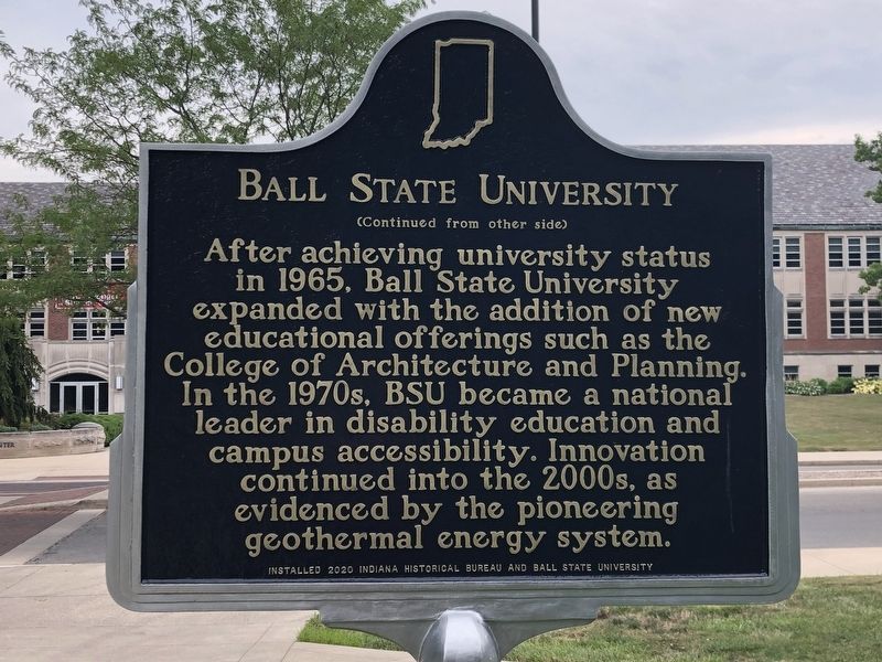 Ball State University Marker, Side Two. Click for full size. Ball State University Marker, Side Two image. Click for full size.