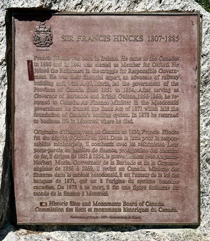 Sir Francis Hincks 1807-1885 Marker image. Click for full size.