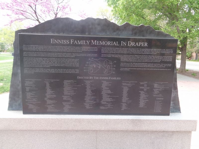 Enniss Family Memorial in Draper Marker. Click for full size. Enniss Family Memorial in Draper Marker image. Click for full size.