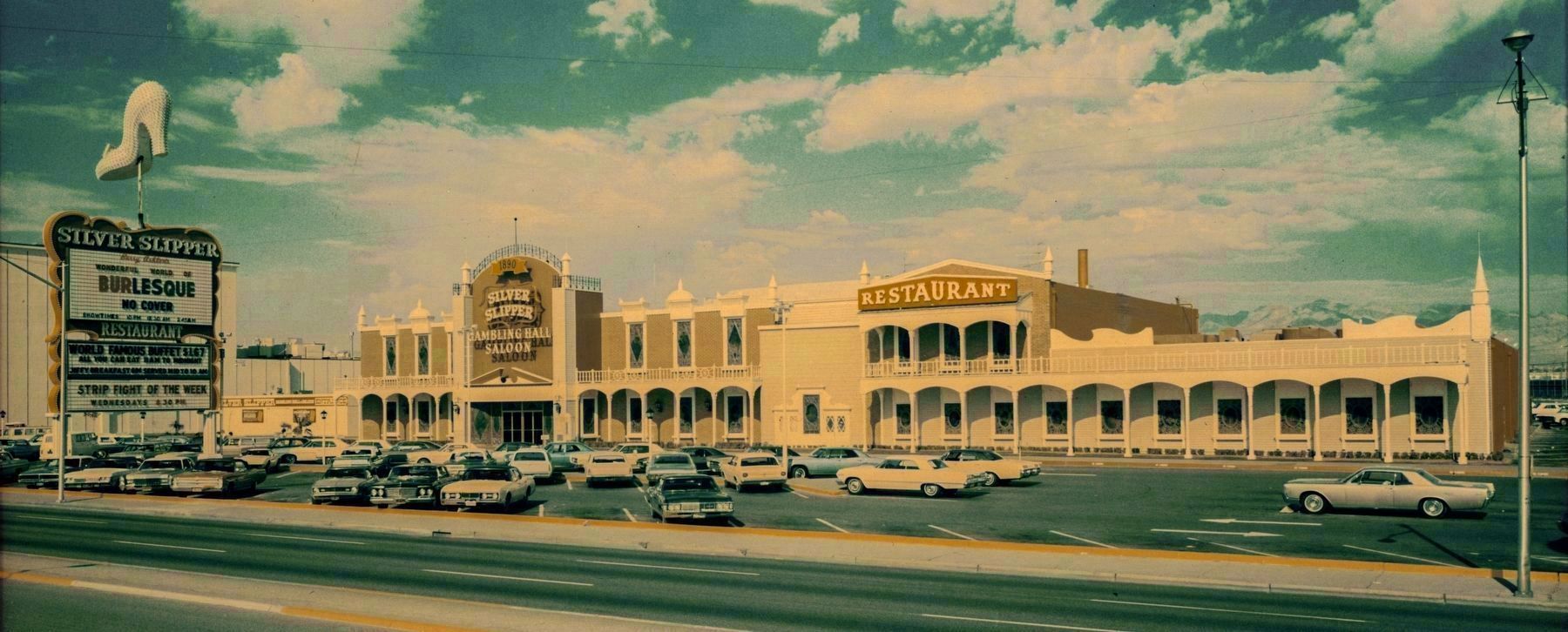 Front of the Silver Slipper looking southwest, 3100 Las Vegas Boulevard South. Click for full size. Front of the Silver Slipper looking southwest, 3100 Las Vegas Boulevard South image. Click for full size.