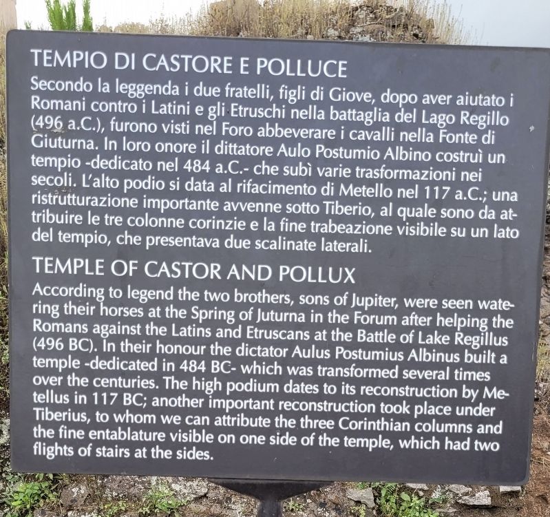 Tempio di Castore e Polluce / Temple of Castor and Pollux Marker image. Click for full size.