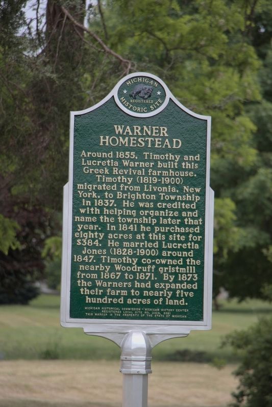Warner Homestead Marker Reverse image. Click for full size.