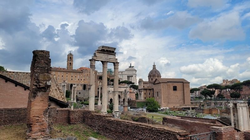 The view of the Roman Forum with the Temple of Vesta at the far right image. Click for full size.