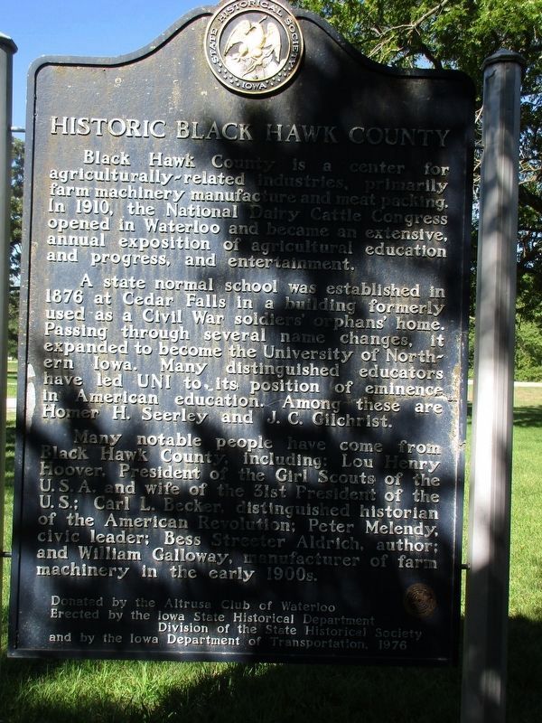 Historic Black Hawk County Marker Reverse image. Click for full size.