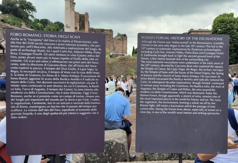Both markers - Roman Forum. History of the Excavations Marker image. Click for full size.