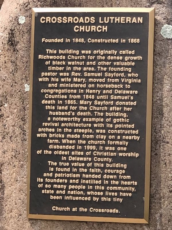 Crossroads Lutheran Church Marker image. Click for full size.